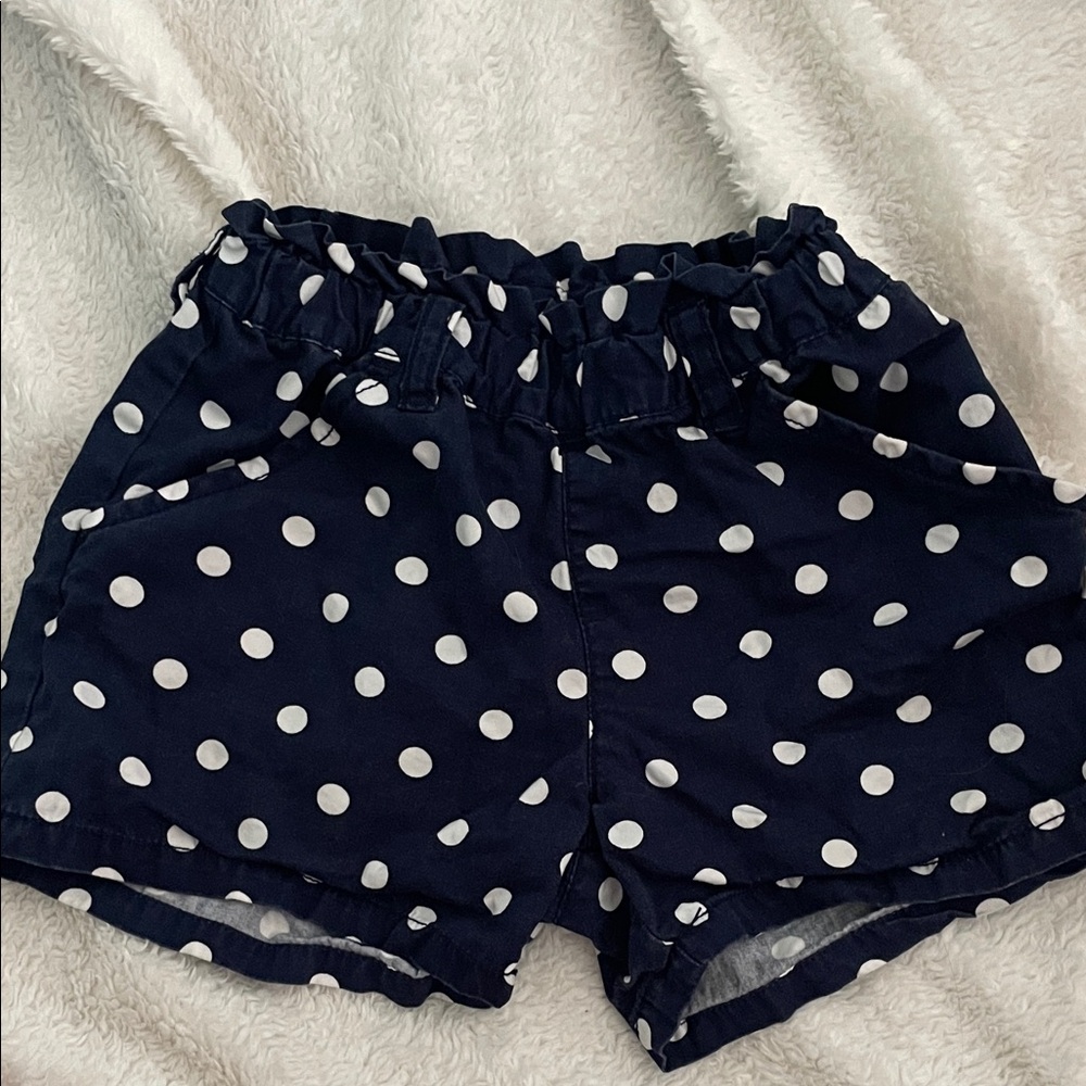 Gymboree Navy and White Polka Dot Paperbag Waist Shorts